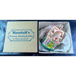 Glass Gingerbread House Christmas Tree Ornament Vintage Hand Blown